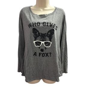 Next Level Apparel Who Gives a Fox Gray Long Sleeved T Shirt Size XL‎